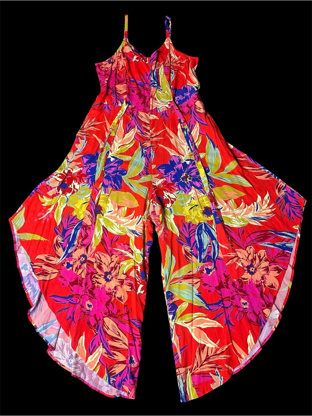 MSK Womens Sz L Multicolored Wide Leg Floral Romper Jumpsuit Dress.